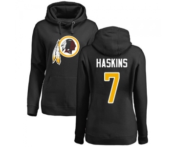 Football Women's Washington Redskins #7 Dwayne Haskins Black Name & Number Logo Pullover Hoodie