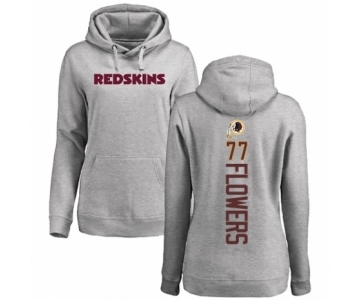 Football Women's Washington Redskins #77 Ereck Flowers Ash Backer Pullover Hoodie