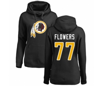 Football Women's Washington Redskins #77 Ereck Flowers Black Name & Number Logo Pullover Hoodie