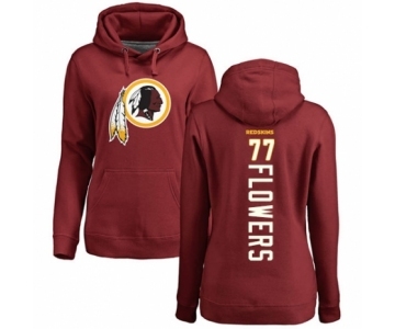 Football Women's Washington Redskins #77 Ereck Flowers Maroon Backer Pullover Hoodie