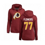 Football Women's Washington Redskins #77 Ereck Flowers Maroon Name & Number Logo Pullover Hoodie