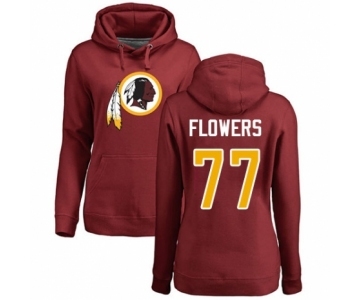 Football Women's Washington Redskins #77 Ereck Flowers Maroon Name & Number Logo Pullover Hoodie