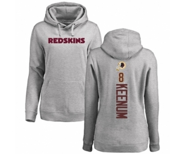 Football Women's Washington Redskins #8 Case Keenum Ash Backer Pullover Hoodie