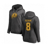 Football Women's Washington Redskins #8 Case Keenum Ash One Color Pullover Hoodie