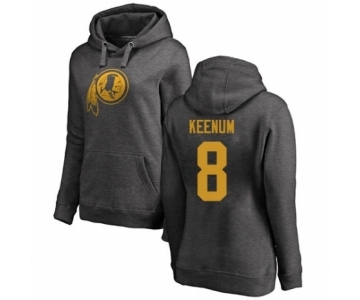 Football Women's Washington Redskins #8 Case Keenum Ash One Color Pullover Hoodie