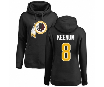 Football Women's Washington Redskins #8 Case Keenum Black Name & Number Logo Pullover Hoodie