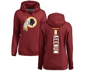 Football Women's Washington Redskins #8 Case Keenum Maroon Backer Pullover Hoodie