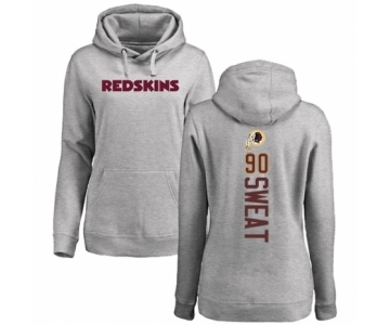 Football Women's Washington Redskins #90 Montez Sweat Ash Backer Pullover Hoodie