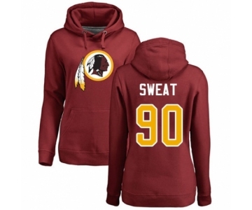 Football Women's Washington Redskins #90 Montez Sweat Maroon Name & Number Logo Pullover Hoodie