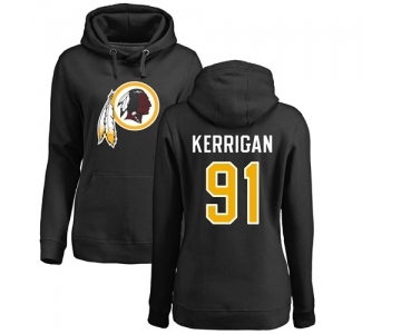 Football Women's Washington Redskins #91 Ryan Kerrigan Black Name & Number Logo Pullover Hoodie