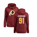 Football Women's Washington Redskins #91 Ryan Kerrigan Maroon Name & Number Logo Pullover Hoodie