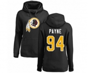 Football Women's Washington Redskins #94 Da'Ron Payne Black Name & Number Logo Pullover Hoodie