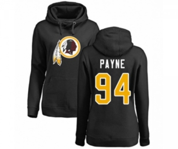 Football Women's Washington Redskins #94 Da'Ron Payne Black Name & Number Logo Pullover Hoodie