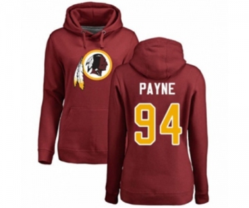 Football Women's Washington Redskins #94 Da'Ron Payne Maroon Name & Number Logo Pullover Hoodie