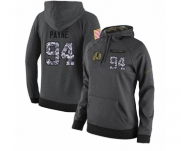 Football Women's Washington Redskins #94 Da'Ron Payne Stitched Black Anthracite Salute to Service Player Performance Hoodie