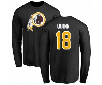 Football Washington Redskins #18 Trey Quinn Black Name & Number Logo Long Sleeve T-Shirt