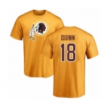 Football Washington Redskins #18 Trey Quinn Gold Name & Number Logo T-Shirt