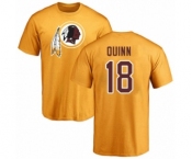 Football Washington Redskins #18 Trey Quinn Gold Name & Number Logo T-Shirt