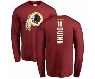 Football Washington Redskins #18 Trey Quinn Maroon Backer Long Sleeve T-Shirt