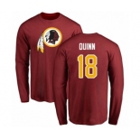 Football Washington Redskins #18 Trey Quinn Maroon Name & Number Logo Long Sleeve T-Shirt