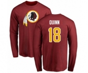 Football Washington Redskins #18 Trey Quinn Maroon Name & Number Logo Long Sleeve T-Shirt