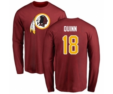 Football Washington Redskins #18 Trey Quinn Maroon Name & Number Logo Long Sleeve T-Shirt