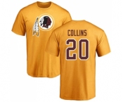 Football Washington Redskins #20 Landon Collins Gold Name & Number Logo T-Shirt