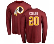 Football Washington Redskins #20 Landon Collins Maroon Name & Number Logo Long Sleeve T-Shirt