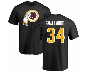 Football Washington Redskins #34 Wendell Smallwood Black Name & Number Logo T-Shirt