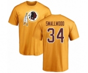 Football Washington Redskins #34 Wendell Smallwood Gold Name & Number Logo T-Shirt