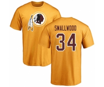 Football Washington Redskins #34 Wendell Smallwood Gold Name & Number Logo T-Shirt