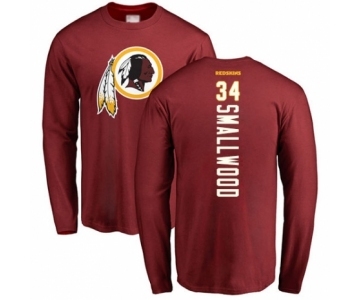 Football Washington Redskins #34 Wendell Smallwood Maroon Backer Long Sleeve T-Shirt