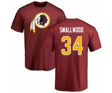 Football Washington Redskins #34 Wendell Smallwood Maroon Name & Number Logo T-Shirt