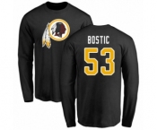 Football Washington Redskins #53 Jon Bostic Black Name & Number Logo Long Sleeve T-Shirt