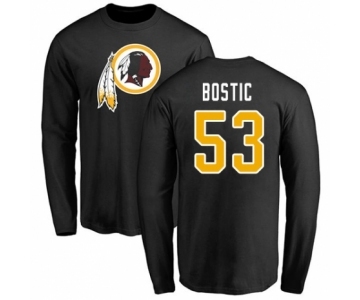 Football Washington Redskins #53 Jon Bostic Black Name & Number Logo Long Sleeve T-Shirt