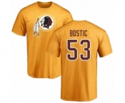 Football Washington Redskins #53 Jon Bostic Gold Name & Number Logo T-Shirt