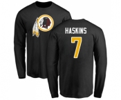 Football Washington Redskins #7 Dwayne Haskins Black Name & Number Logo Long Sleeve T-Shirt