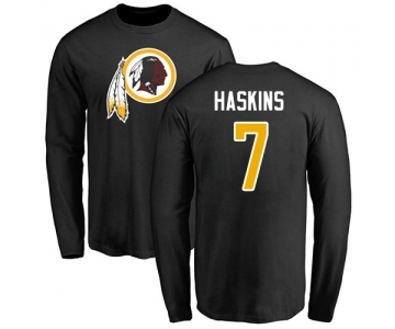 Football Washington Redskins #7 Dwayne Haskins Black Name & Number Logo Long Sleeve T-Shirt