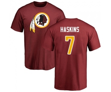 Football Washington Redskins #7 Dwayne Haskins Maroon Name & Number Logo T-Shirt