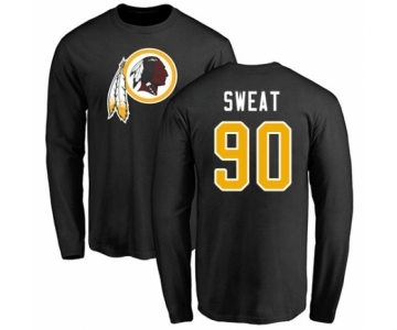 Football Washington Redskins #90 Montez Sweat Black Name & Number Logo Long Sleeve T-Shirt