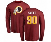 Football Washington Redskins #90 Montez Sweat Maroon Name & Number Logo Long Sleeve T-Shirt