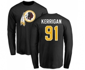 Football Washington Redskins #91 Ryan Kerrigan Black Name & Number Logo Long Sleeve T-Shirt