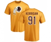 Football Washington Redskins #91 Ryan Kerrigan Gold Name & Number Logo T-Shirt