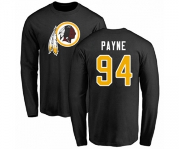 Football Washington Redskins #94 Da'Ron Payne Black Name & Number Logo Long Sleeve T-Shirt