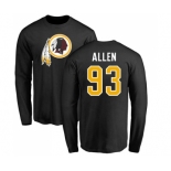 NFL Nike Washington Redskins #93 Jonathan Allen Black Name & Number Logo Long Sleeve T-Shirt