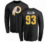 NFL Nike Washington Redskins #93 Jonathan Allen Black Name & Number Logo Long Sleeve T-Shirt