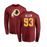 NFL Nike Washington Redskins #93 Jonathan Allen Maroon Name & Number Logo Long Sleeve T-Shirt