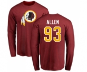 NFL Nike Washington Redskins #93 Jonathan Allen Maroon Name & Number Logo Long Sleeve T-Shirt