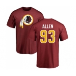 NFL Nike Washington Redskins #93 Jonathan Allen Maroon Name & Number Logo T-Shirt