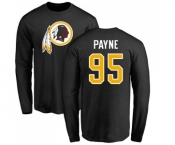 NFL Nike Washington Redskins #95 Da'Ron Payne Black Name & Number Logo Long Sleeve T-Shirt